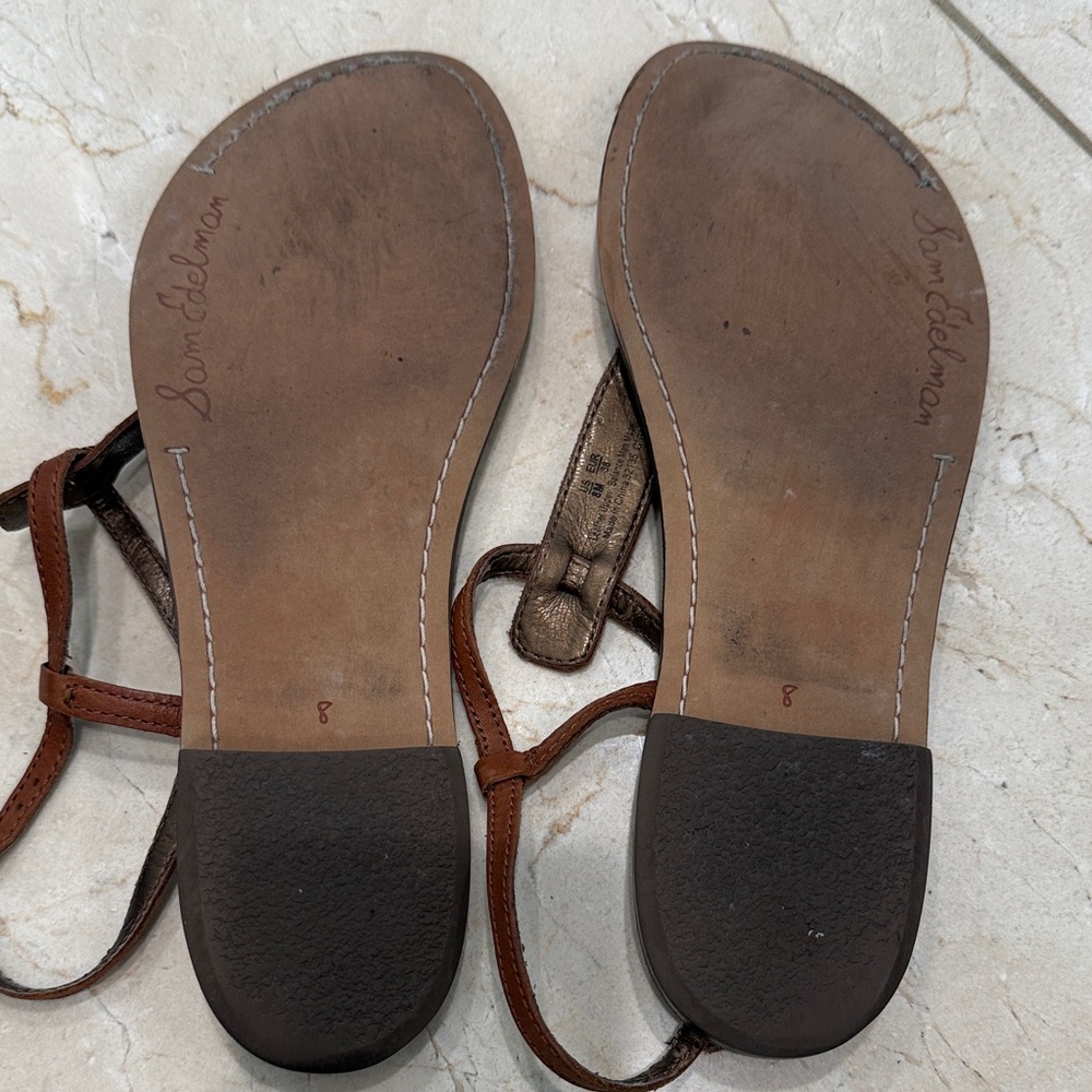 Sam Edelman Tan Croc-Embossed Sandals - Picture 2 of 2